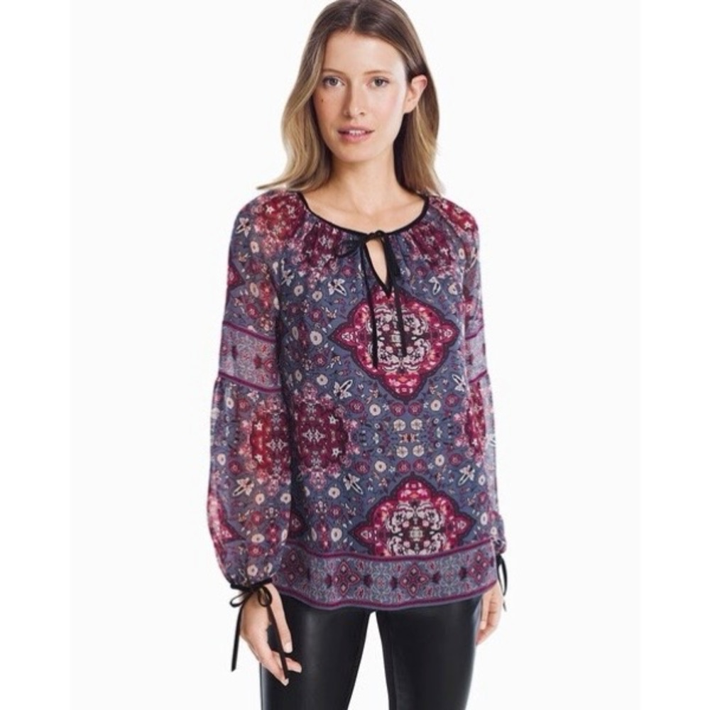 White House Black Market Boho Printed Blouse
